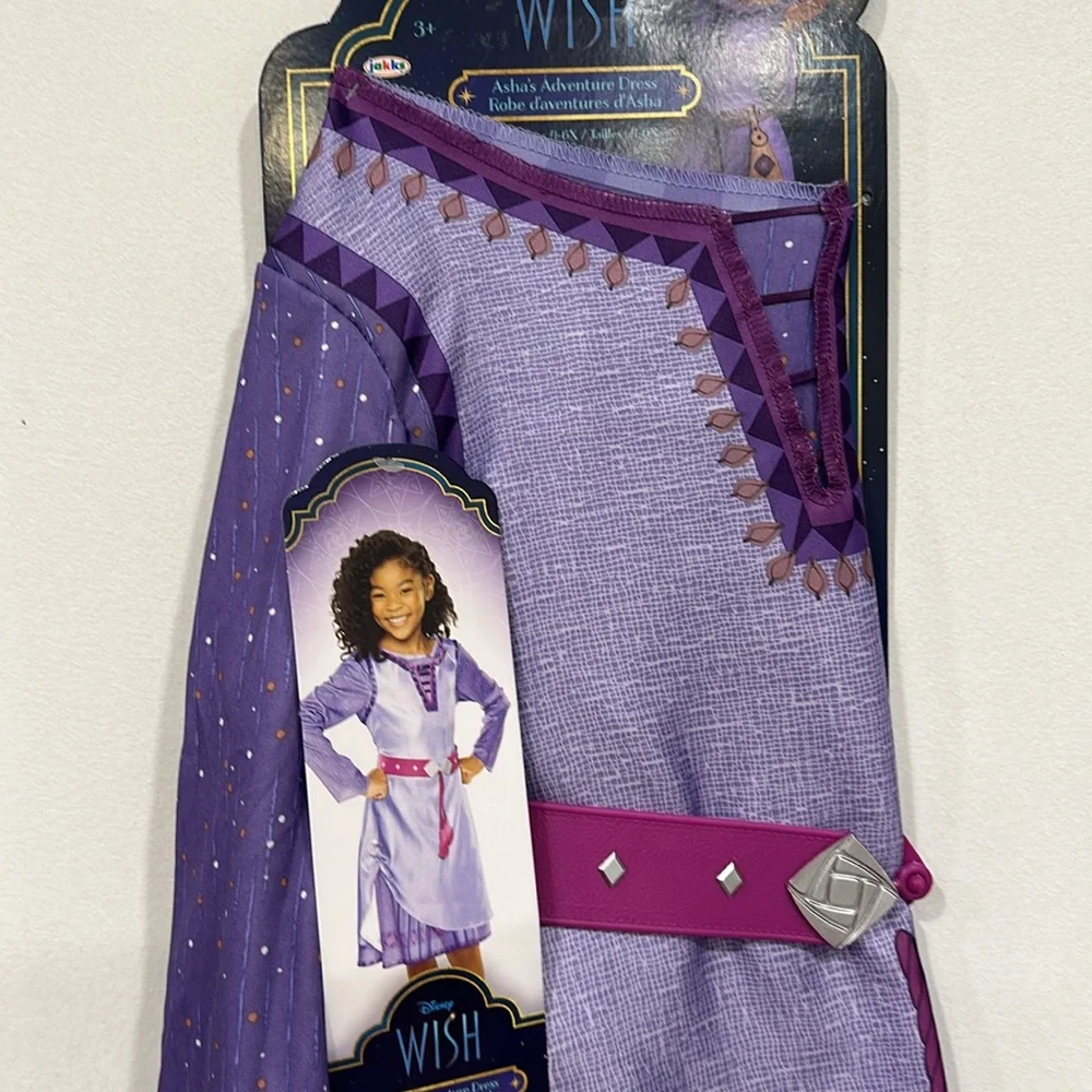 Disney Wish ASHA Adventure Dress Attached Belt Costume 4-6X Jakks Pacific NEW